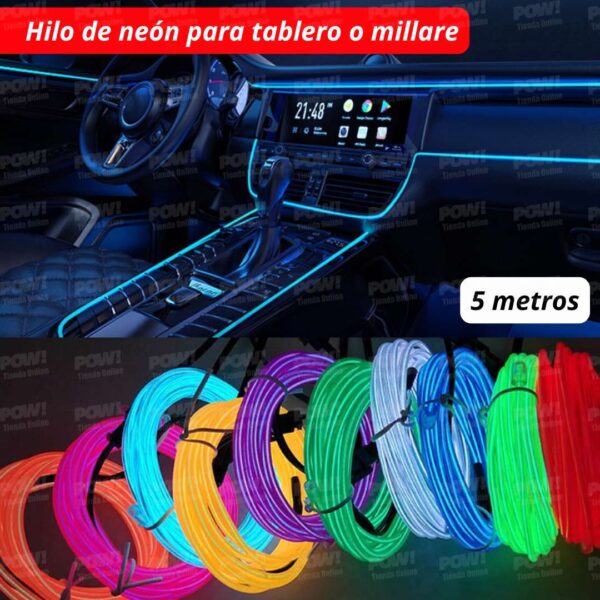 Hilo De Neón Para Millare / Tablero De Carro 5 Metros